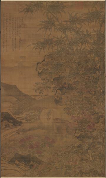 明陶成菊花雙兔圖　軸