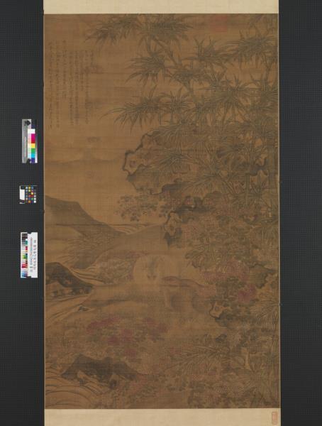 明陶成菊花雙兔圖　軸