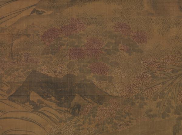 明陶成菊花雙兔圖　軸