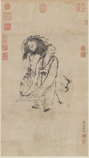 明吳偉仙蹤侶鶴圖　軸