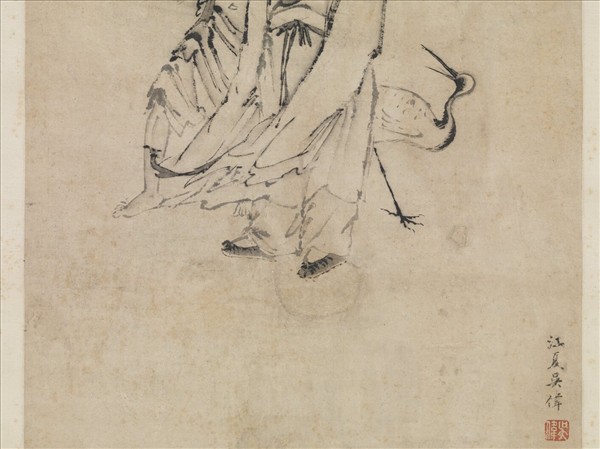 明吳偉仙蹤侶鶴圖　軸