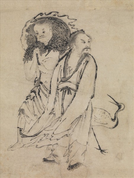 明吳偉仙蹤侶鶴圖　軸