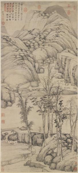 明沈周策杖圖　軸