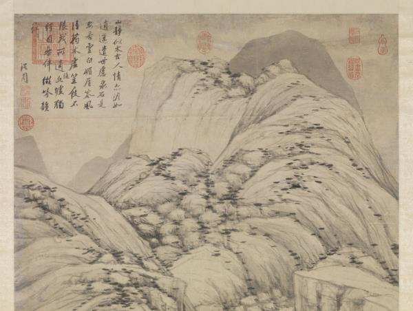 明沈周策杖圖　軸