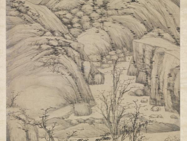 明沈周策杖圖　軸