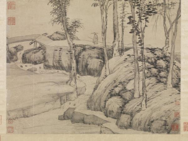 明沈周策杖圖　軸