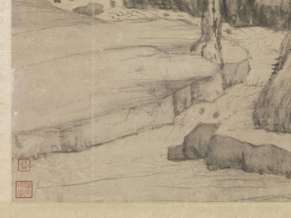 明沈周策杖圖　軸