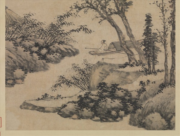 明沈周扁舟詩思圖　軸