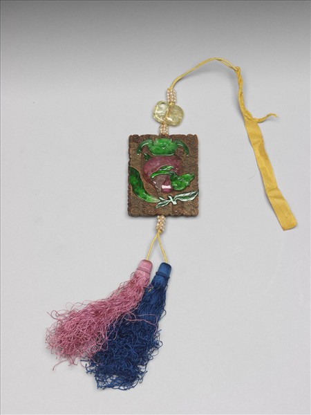 茄楠嵌寶石福壽香佩