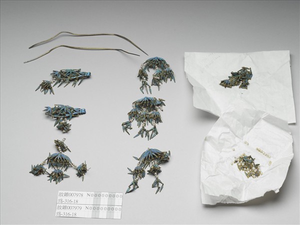 銀鍍金點翠竹葉簪