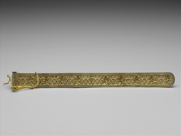 鍍金雙喜童子紋扁方