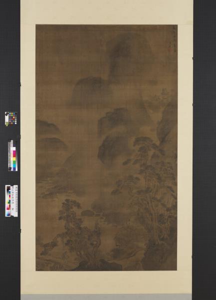 明周龍松林冥思　軸