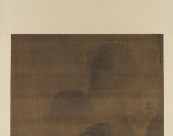 明周龍松林冥思　軸