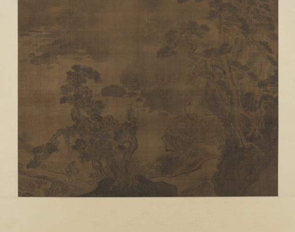 明周龍松林冥思　軸