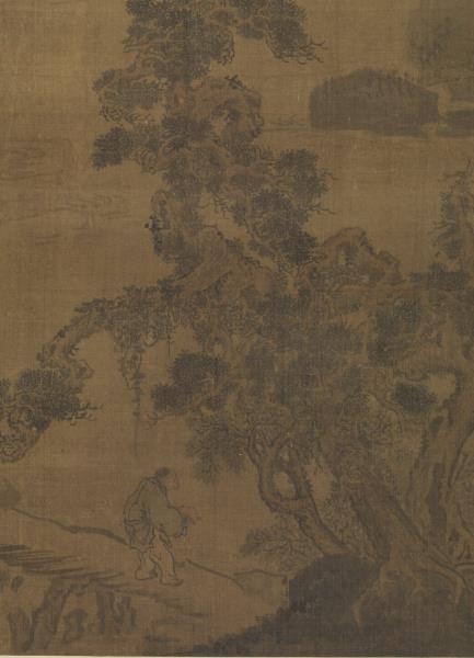 明周龍松林冥思　軸