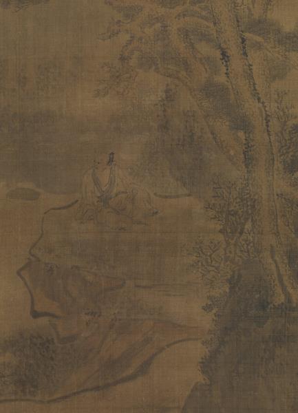 明周龍松林冥思　軸