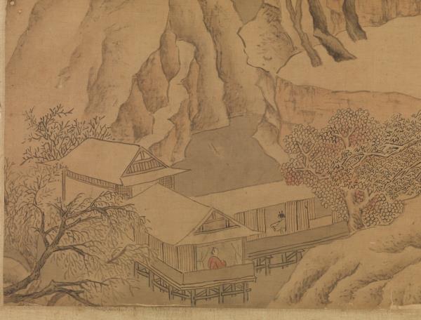 明文徵明溪山深雪　軸