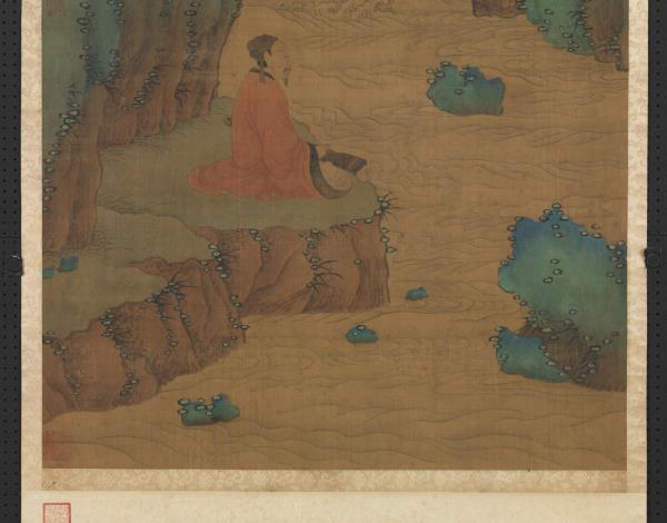 明文徵明臨趙孟頫空巖琴思　軸