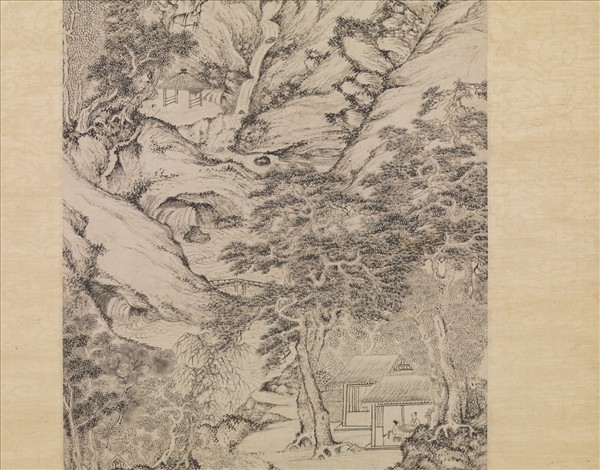 明文徵明倣王蒙山水　軸