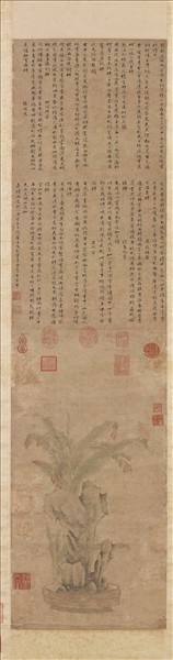 明文徵明古洗蕉石圖　軸