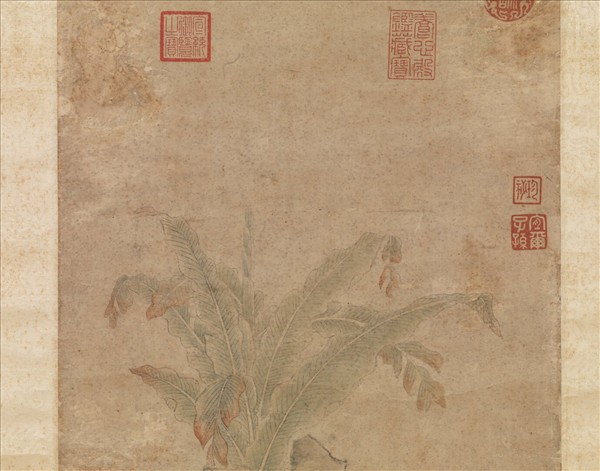 明文徵明古洗蕉石圖　軸