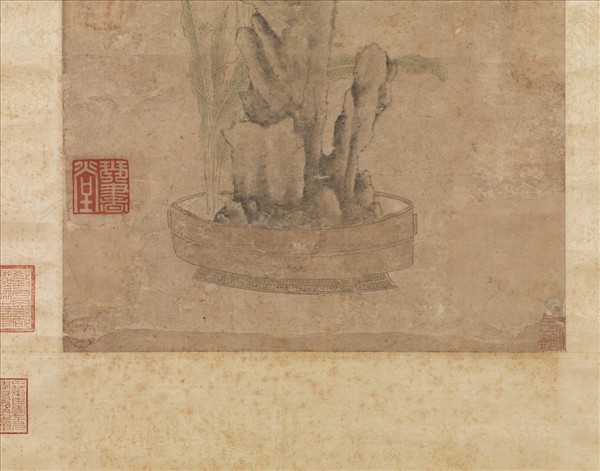 明文徵明古洗蕉石圖　軸