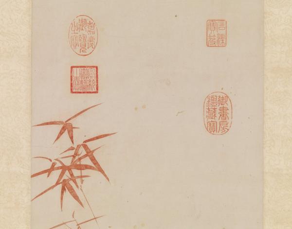 明文徵明朱竹　軸