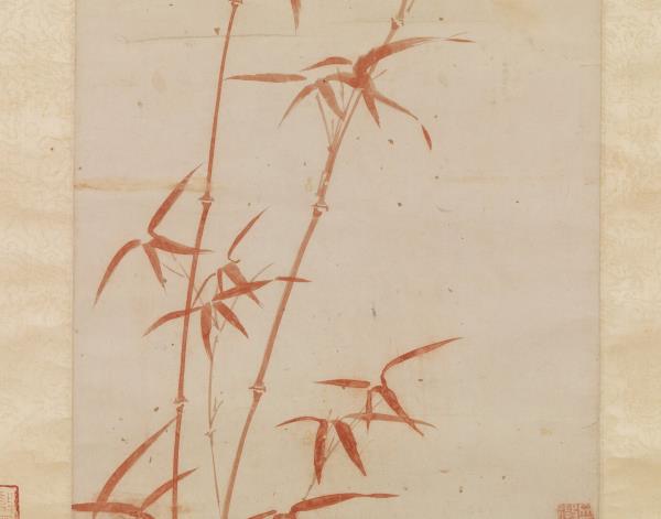 明文徵明朱竹　軸