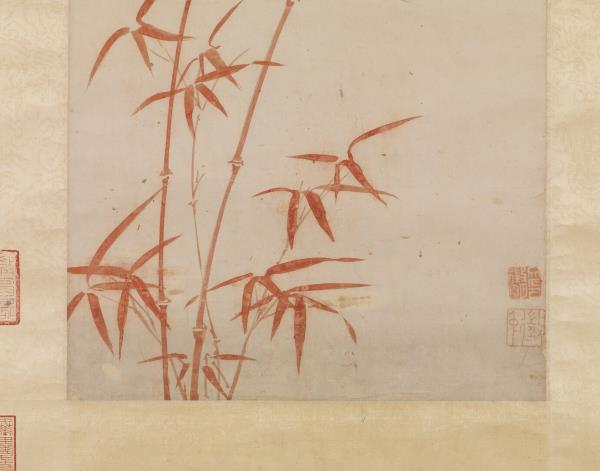 明文徵明朱竹　軸