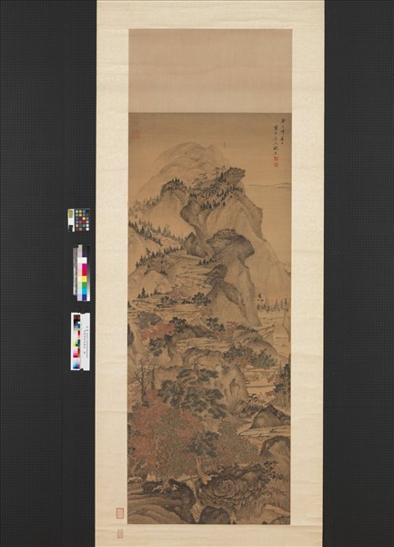 明關思秋林聽泉　軸