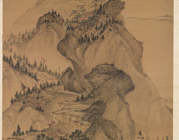 明關思秋林聽泉　軸