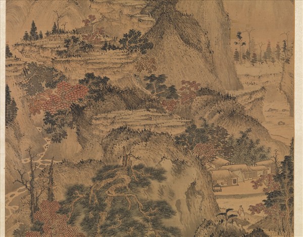 明關思秋林聽泉　軸