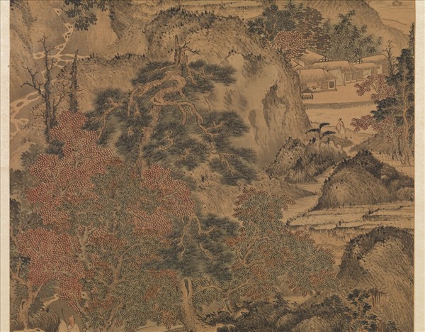 明關思秋林聽泉　軸