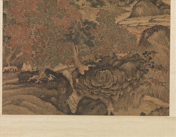 明關思秋林聽泉　軸