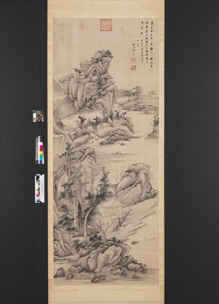 明程嘉燧秋溪疊嶂　軸