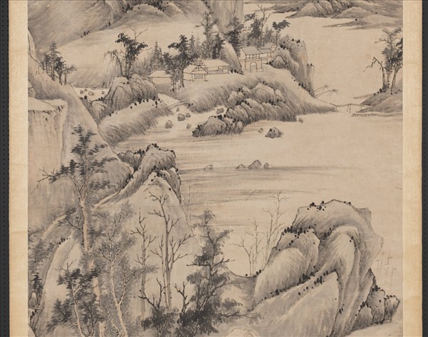 明程嘉燧秋溪疊嶂　軸