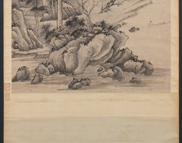 明程嘉燧秋溪疊嶂　軸