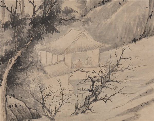 明程嘉燧秋溪疊嶂　軸