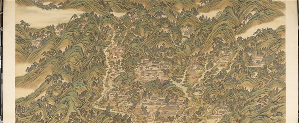 清姚文瀚袁瑛合筆盤山圖　軸