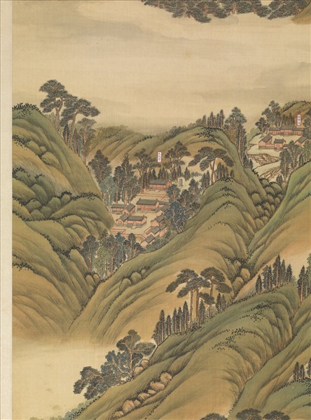 清姚文瀚袁瑛合筆盤山圖　軸