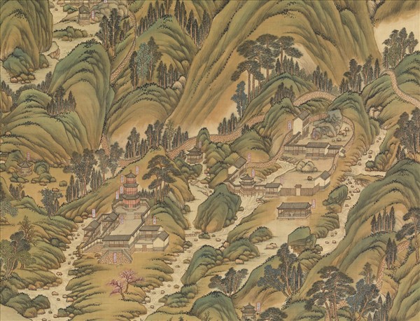 清姚文瀚袁瑛合筆盤山圖　軸