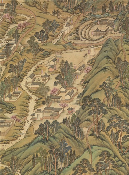 清姚文瀚袁瑛合筆盤山圖　軸