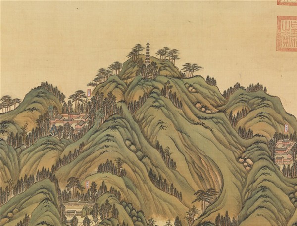 清姚文瀚袁瑛合筆盤山圖　軸