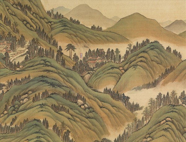 清姚文瀚袁瑛合筆盤山圖　軸