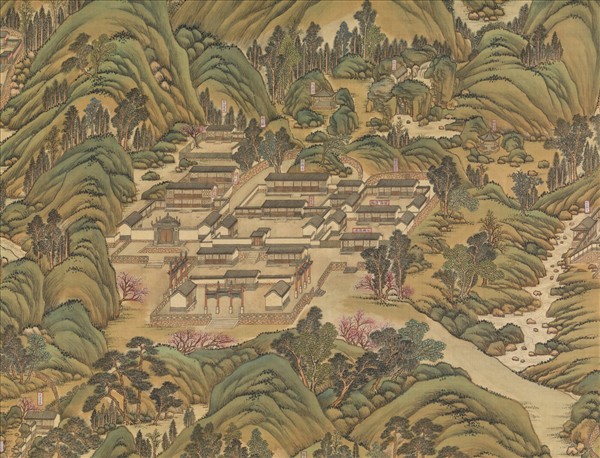 清姚文瀚袁瑛合筆盤山圖　軸