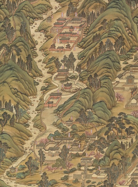 清姚文瀚袁瑛合筆盤山圖　軸