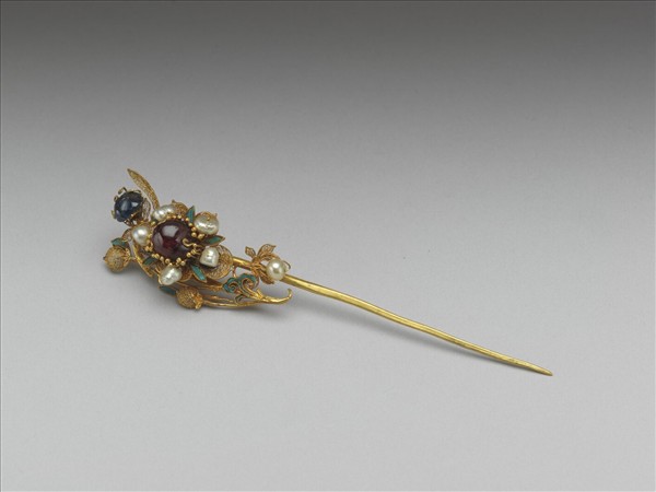 金纍絲嵌珠寶海棠簪