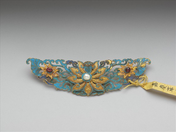 金纍絲點翠嵌珠寶蓮花結子