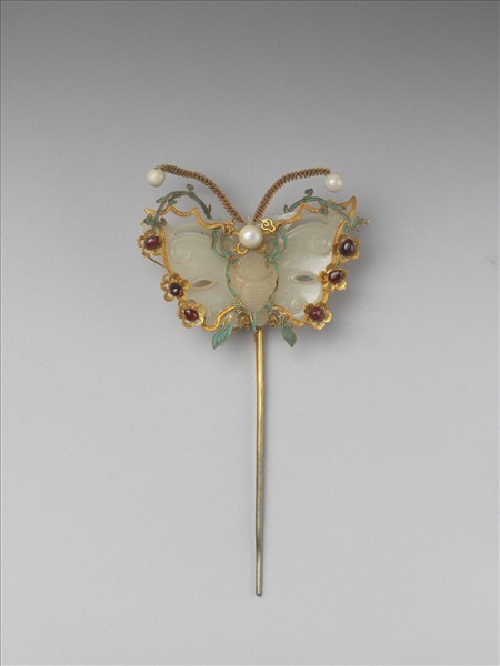 金纍絲嵌玉蝴蝶簪