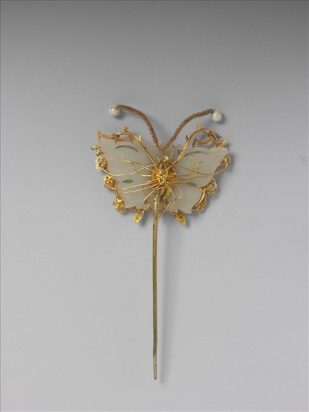 金纍絲嵌玉蝴蝶簪